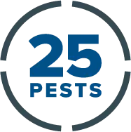 25 Pests logo with gray broken circle
